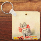 赤いリボンの子猫 キーホルダー (正面)