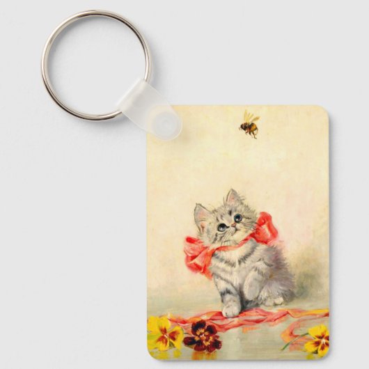 赤いリボンの子猫 キーホルダー (正面)