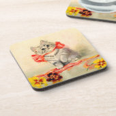 赤いリボンの子猫 コースター (左側)