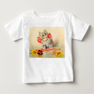 赤いリボンの子猫 ベビーTシャツ