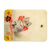 赤いリボンの子猫 マグネット (横)