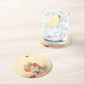 赤いリボンの子猫 ラウンドペーパーコースター (インサイチュ)