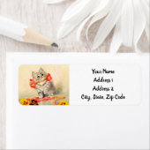 赤いリボンの子猫 ラベル (インサイチュ)