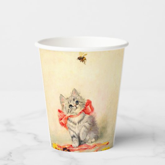 赤いリボンの子猫 紙コップ (正面)