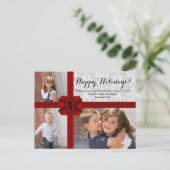 赤いリボンの弓クリスマスフォト シーズンポストカード (スタンド正面)