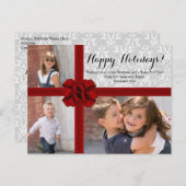 赤いリボンの弓クリスマスフォト シーズンポストカード (正面/裏面)