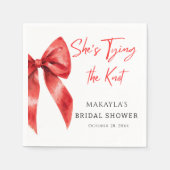 赤いリボンの彼女の結婚式のナプキン スタンダードカクテルナプキン (正面)