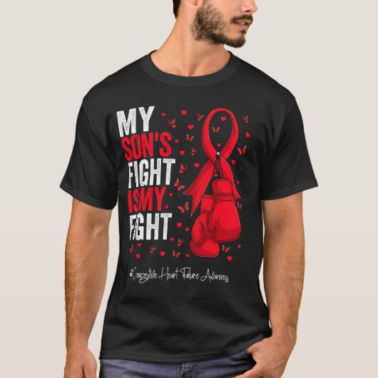 赤いリボンの息子 充血性心不全啓発 Tシャツ (正面)