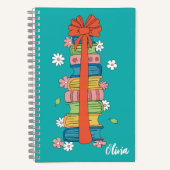 赤いリボンの本の山の子供用スパイラルノートブック ノートブック (正面)