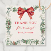 赤いリボンの楽しいクリスマス ブライダルシャワー フェイバータグ (裏面)