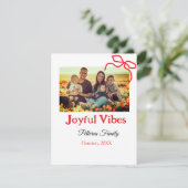 赤いリボンの楽しい雰囲気を追加 家族名 フォト クリスマス (スタンド正面)