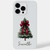 赤いリボンの水彩クリスマスツリー スクリプト名 Case-Mate iPhoneケース (裏面)