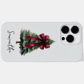 赤いリボンの水彩クリスマスツリー スクリプト名 Case-Mate iPhoneケース (裏面 (横))