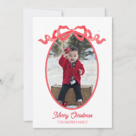 赤いリボンの水彩ホリデー タグ カード