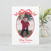 赤いリボンの水彩ホリデー タグ カード (スタンド正面)