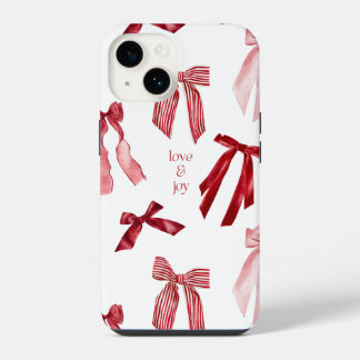 赤いリボンの水彩iPhoneケース iPhone 14ケース