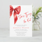 赤いリボンの結婚前お祝いパーティー　花嫁が結婚する 招待状 (スタンド正面)