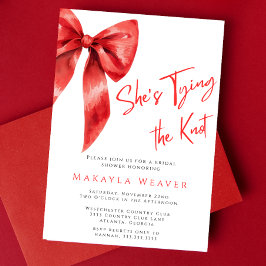 赤いリボンの結婚前お祝いパーティー　花嫁が結婚する 招待状