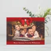 赤いリボンの聖包まれた降誕祭お目出とう シーズンカード (スタンド正面)