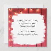 赤いリボンの茶色の馬のクリスマス シーズンカード (裏面)