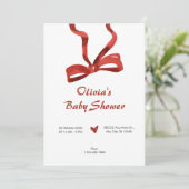 赤いリボンの蝶ネクタイ ベビーシャワー 招待状 (スタンド正面)
