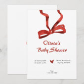 赤いリボンの蝶ネクタイ ベビーシャワー 招待状 (正面/裏面)