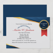 赤いリボンの証明書 卒業招待状 招待状 (正面/裏面)