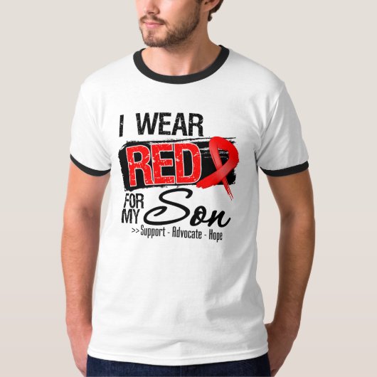 赤いリボンの認識度-息子 Tシャツ (正面)