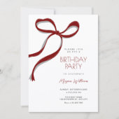 赤いリボンの誕生日 招待状 (正面)