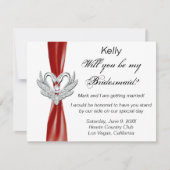 赤いリボンの銀の白鳥 ブライズメイド カード (正面)