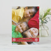 赤いリボンの雪片クリスマスカード シーズンカード (スタンド正面)