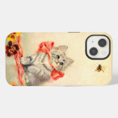 赤いリボンを付けた子猫 iPhoneケース (裏面横)