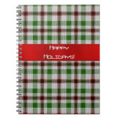 赤いリボンを持つクリスマスプレイド ノートブック (正面)