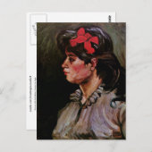 赤いリボンを持つ女性(F207)ヴァンゴッホファインアート ポストカード (正面/裏面)