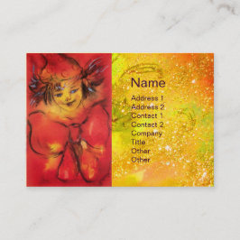 赤いリボンを金ゴールドの輝きに持つピエロ 名刺