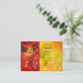 赤いリボンを金ゴールドの輝きに持つピエロ 名刺 (スタンド正面)