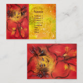 赤いリボンを金ゴールドの輝きに持つピエロ 名刺 (正面/裏面)