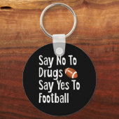 赤いリボンウィーク子供の若者はフットブに言わないYes キーホルダー (正面)