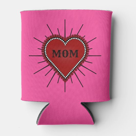 赤いリボンエッジハートマタトゥー 缶クーラー (正面)