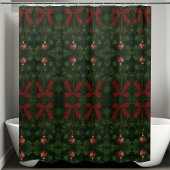 赤いリボンクリスマスシャワーカーテン シャワーカーテン