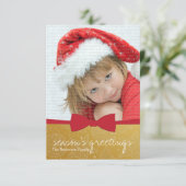 赤いリボンクリスマスホリデーフォトカード 招待状 (スタンド正面)