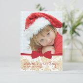 赤いリボンクリスマスホリデーフォトカード 招待状 (スタンド正面)