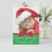 赤いリボンクリスマスホリデーフォトカード 招待状 (スタンド正面)