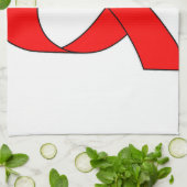 赤いリボンスケッチ キッチンタオル (折り畳み)