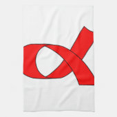 赤いリボンスケッチ キッチンタオル (縦)