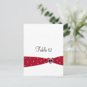 赤いリボンテーブルのシーティングカード ポストカード (スタンド正面)