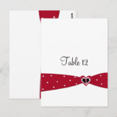 赤いリボンテーブルのシーティングカード ポストカード (正面/裏面)
