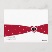 赤いリボンテーブルのシーティングカード ポストカード (裏面)