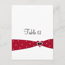 赤いリボンテーブルのシーティングカード ポストカード