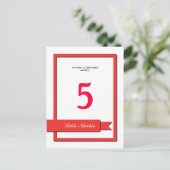 赤いリボンテーブル番号 ポストカード (スタンド正面)